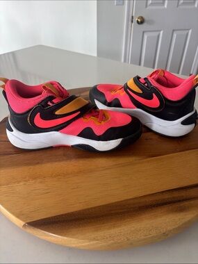 Nike Kids Pink, Black & Orange Velcro Sneakers